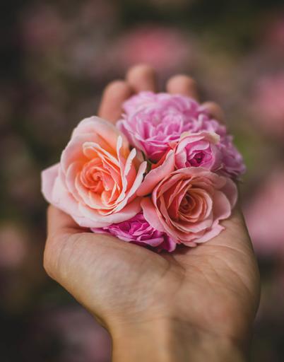 bouquet de roses dans une main