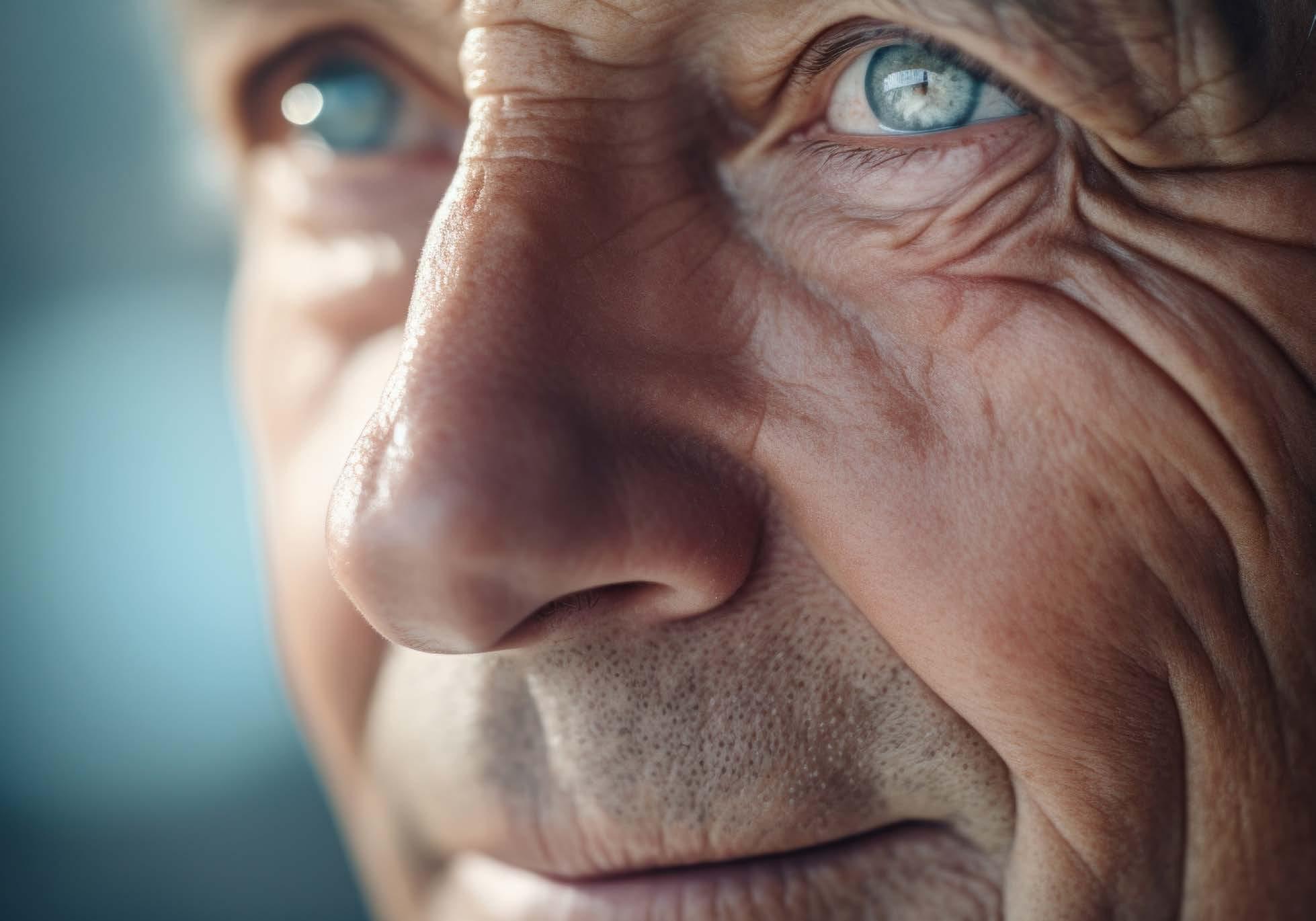 Homme âgé au regard inspirant