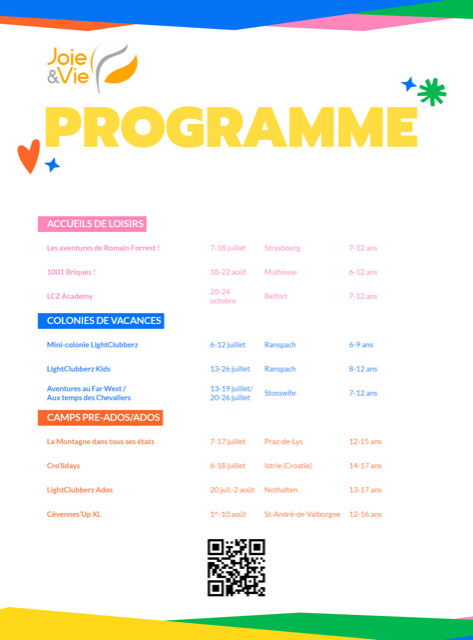 programme  joie et vie été 2025